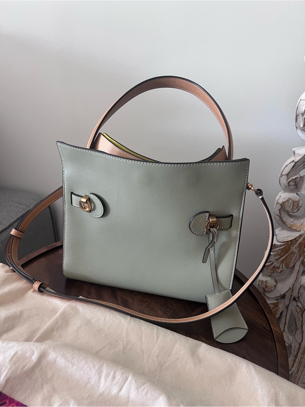 Tory Burch small Lee Radziwell Sage Green Leather Double Bag - Picture 4 of 5